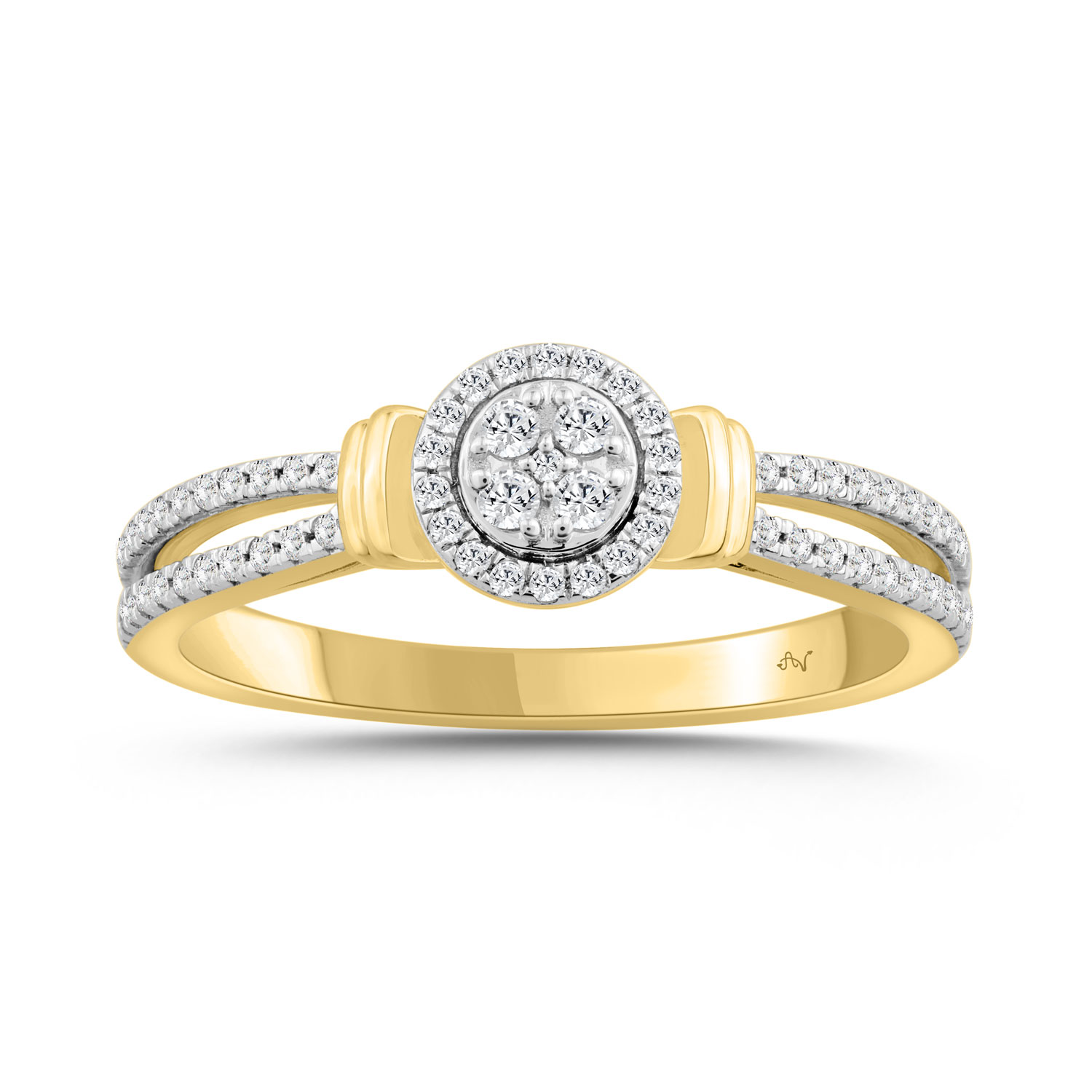 LADIES RING 0.25CT ROUND DIAMOND 10K YELLOW GOLD - Image 1
