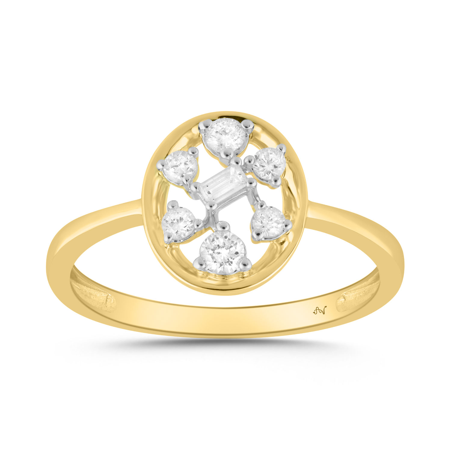 LADIES RING 0.20CT ROUND/BAGUETTE DIAMOND 10K YELLOW GOLD 1 LADIES RING 0.20CT ROUND/BAGUETTE DIAMOND 10K YELLOW GOLD - Image 1