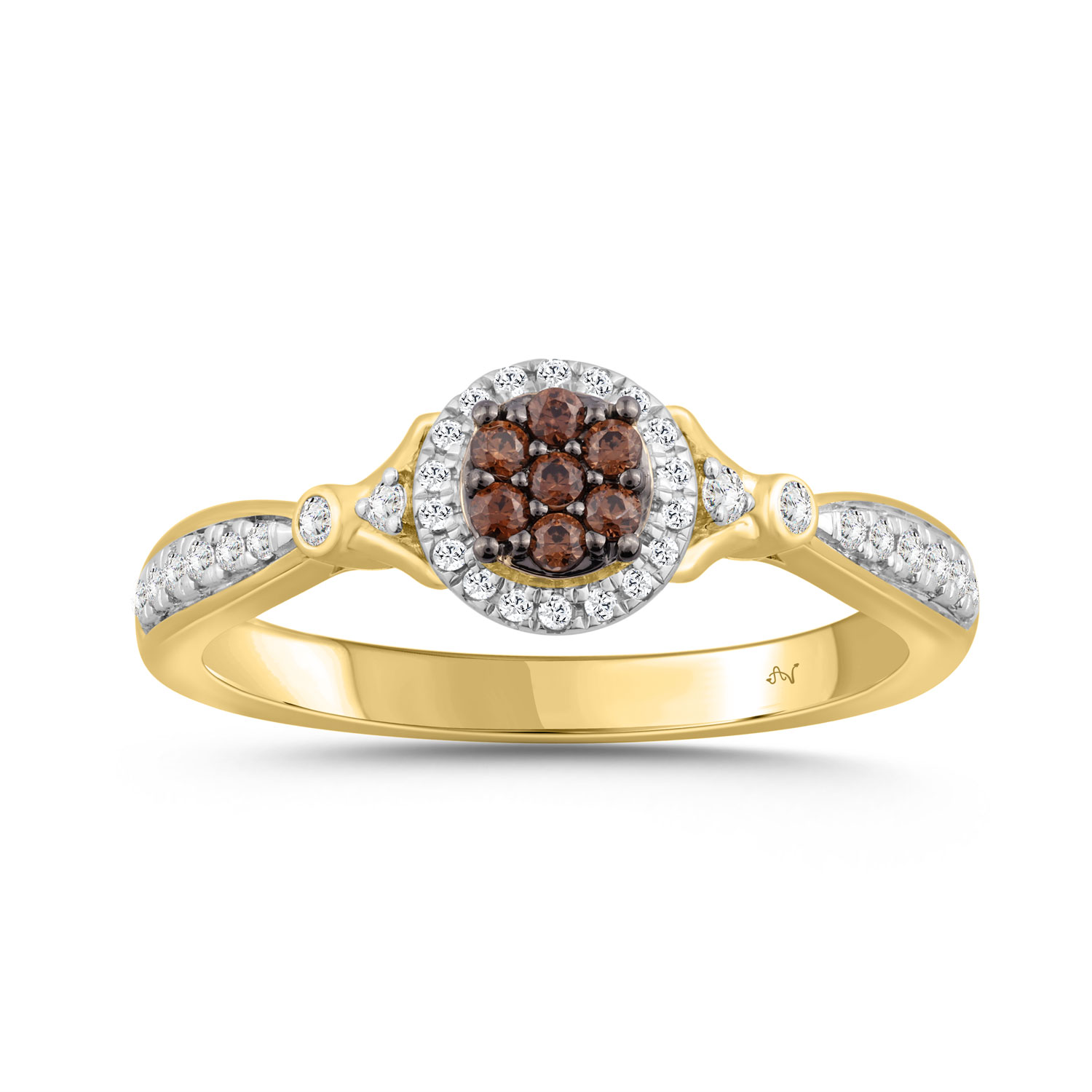 LADIES RING 0.25CT ROUND/DARK BROWN DIAMOND 10K YELLOW GOLD 1 LADIES RING 0.25CT ROUND/DARK BROWN DIAMOND 10K YELLOW GOLD - Image 1
