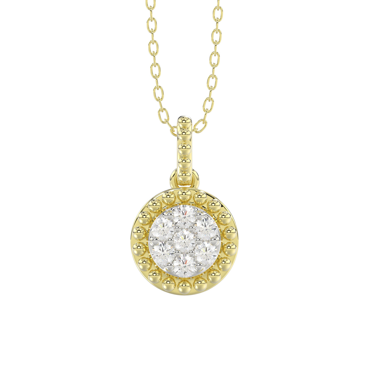 LADIES PENDANT WITH CHAIN 0.10CT ROUND DIAMOND 10K YELLOW GOLD - Image 1