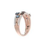 LADIES BAND 0.75CT ROUND/ROUND BLUE/DARK BROWN DIAMOND 14K ROSE GOLD - Image 3