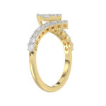 LADIES RING 0.65CT ROUND/BAGUETTE DIAMOND 14K YELLOW GOLD - Image 3