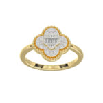 LADIES RING 0.25CT ROUND/BAGUETTE DIAMOND 10K YELLOW GOLD