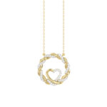 ELEGANCE 10K YELLOW GOLD 0.15CT TWISTED CIRCLE HEART & LADIES PENDANT ROUND DIAMOND WITH CHAIN
