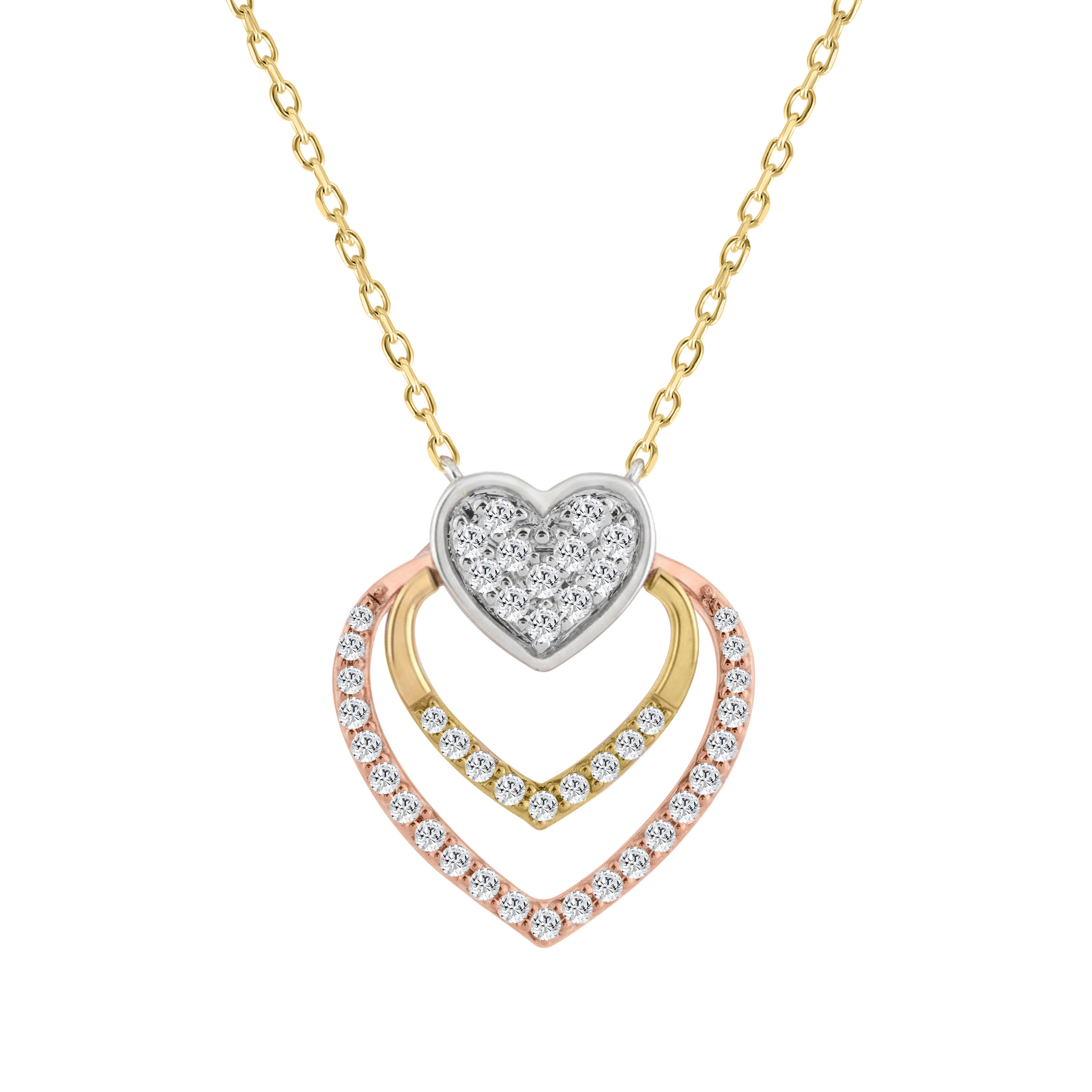 10K WHITE/YELLOW/ROSE GOLD LADIES FASHION HEART SHAPE PENDANT INCLUDES WITH CHAIN 0.25CT ROUND NATURAL DIAMOND 1 10K WHITE/YELLOW/ROSE GOLD LADIES FASHION HEART SHAPE PENDANT INCLUDES WITH CHAIN 0.25CT ROUND NATURAL DIAMOND - Image 1