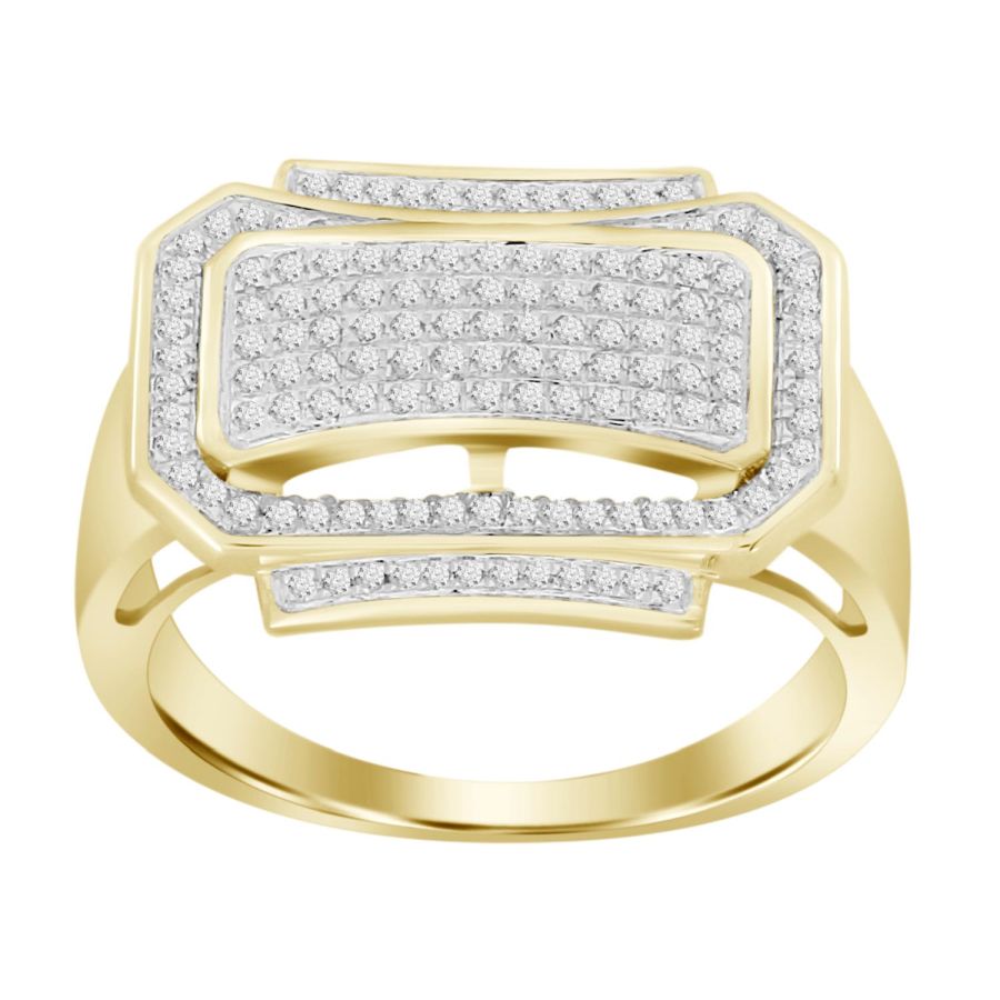MEN'S RING 0.50CT ROUND DIAMOND 10K YELLOW GOLD 1 MEN'S RING 0.50CT ROUND DIAMOND 10K YELLOW GOLD - Image 1