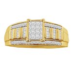LADIES RING 0.50CT ROUND/BAGUETTE/PRINCESS DIAMOND 10K YELLOW GOLD
