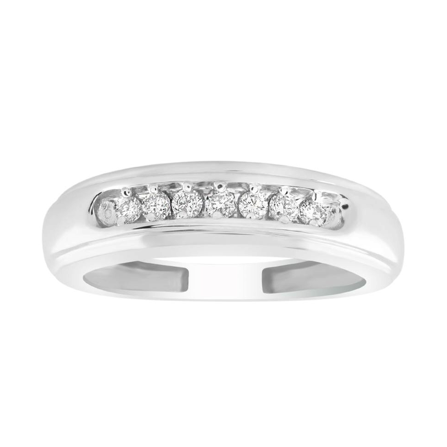 MEN'S BAND 0.15CT ROUND DIAMOND 10K WHITE GOLD 1 MEN'S BAND 0.15CT ROUND DIAMOND 10K WHITE GOLD - Image 1
