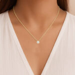 LADIES PENDANT WITH CHAIN 0.50CT ROUND DIAMOND 14K YELLOW GOLD - Image 4
