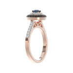 LADIES RING 0.55CT ROUND/BLUE SAPPHIRE/DARK BROWN DIAMOND 14K ROSE GOLD - Image 3