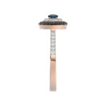 LADIES RING 0.55CT ROUND/BLUE SAPPHIRE/DARK BROWN DIAMOND 14K ROSE GOLD - Image 4