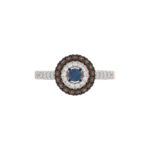 LADIES RING 0.55CT ROUND/BLUE SAPPHIRE/DARK BROWN DIAMOND 14K ROSE GOLD - Image 5