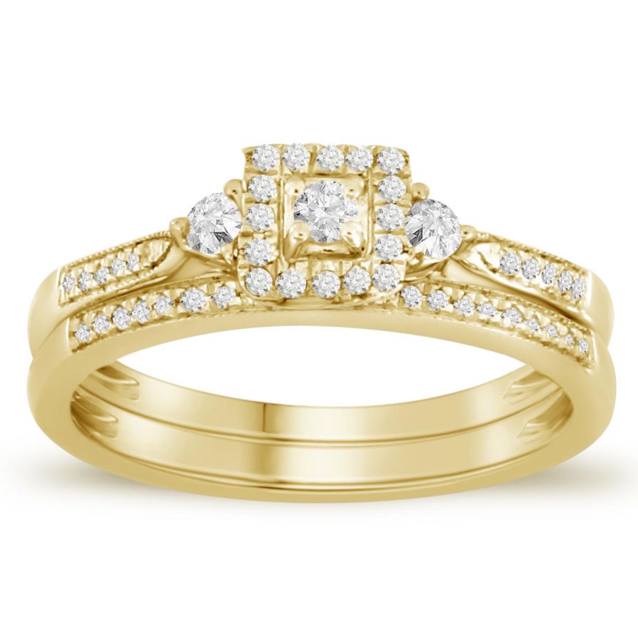 LADIES RING 0.25CT ROUND/PRINCESS DIAMOND 10K YELLOW GOLD 1 LADIES RING 0.25CT ROUND/PRINCESS DIAMOND 10K YELLOW GOLD - Image 1