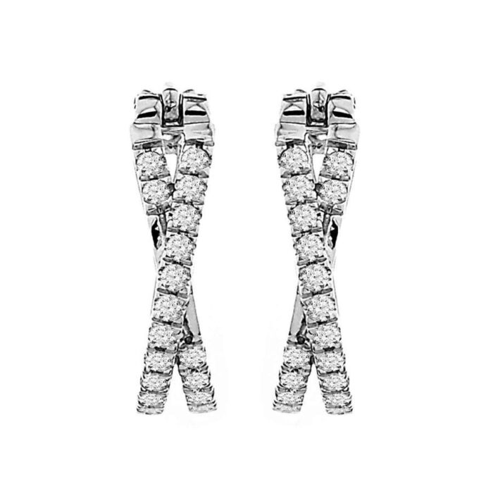 HOOP EARRINGS 0.50CT ROUND DIAMOND 10K WHITE GOLD - Image 1