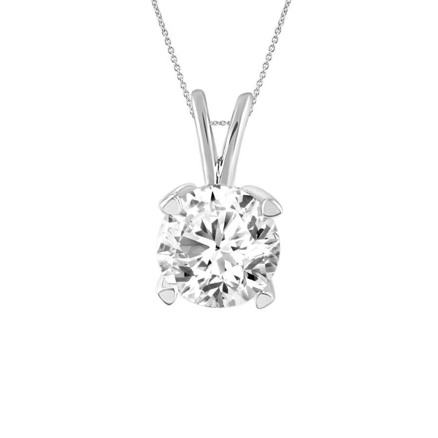 LADIES SOLITAIRE PENDANT 1.00CT ROUND DIAMOND 14K WHITE GOLD 1 LADIES SOLITAIRE PENDANT 1.00CT ROUND DIAMOND 14K WHITE GOLD - Image 1