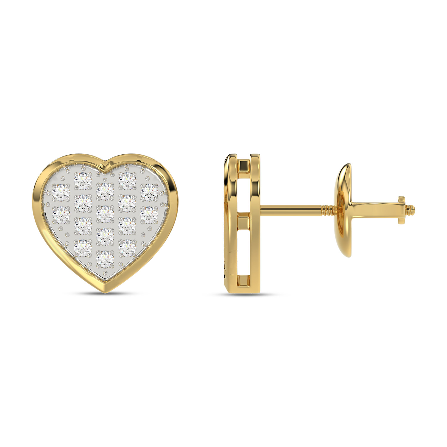 MEN'S HEART YUVA EARRING 0.10CT ROUND DIAMOND 10K YELLOW GOLD - Image 2