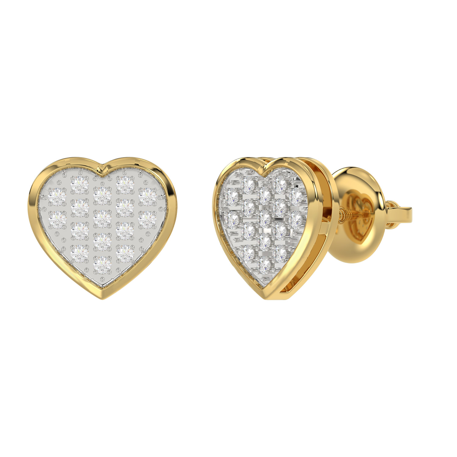 MEN'S HEART YUVA EARRING 0.10CT ROUND DIAMOND 10K YELLOW GOLD - Image 3