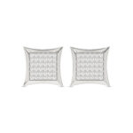 MEN'S KITE SHAPE YUVA EARRINGS 0.25CT ROUND DIAMOND 10K WHITE GOLD