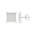 MEN'S KITE SHAPE YUVA EARRINGS 0.25CT ROUND DIAMOND 10K WHITE GOLD - Image 2