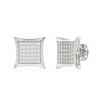 MEN'S KITE SHAPE YUVA EARRINGS 0.25CT ROUND DIAMOND 10K WHITE GOLD - Image 3