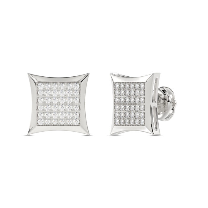 MEN'S KITE SHAPE YUVA EARRINGS 0.25CT ROUND DIAMOND 10K WHITE GOLD - Image 3