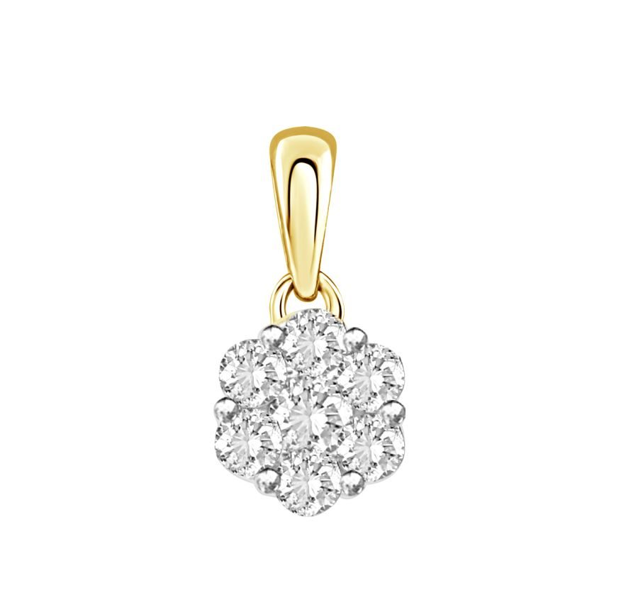 LADIES PENDANT WITH CHAIN 0.50CT ROUND DIAMOND 10K YELLOW GOLD 1 LADIES PENDANT WITH CHAIN 0.50CT ROUND DIAMOND 10K YELLOW GOLD - Image 1