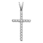CROSS PENDANT WITH CHAIN 0.25CT ROUND DIAMOND 14K WHITE GOLD