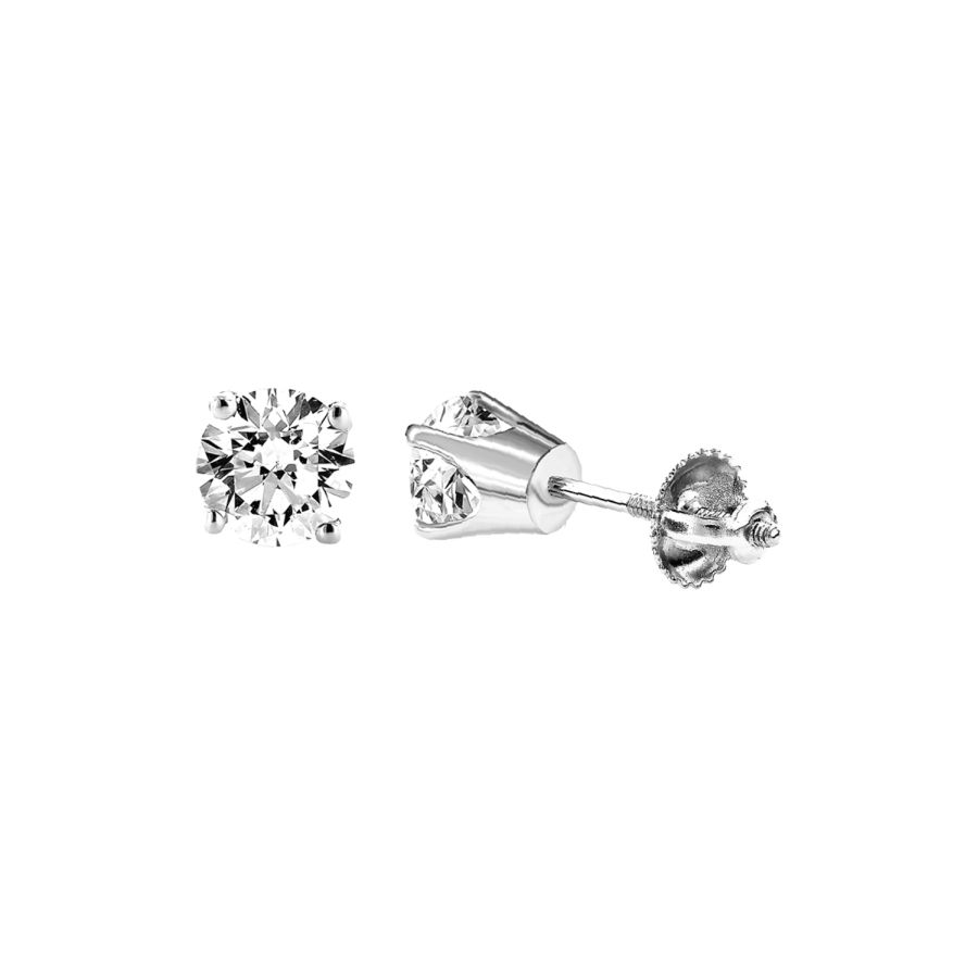 LADIES SOLITAIRE EARRINGS 0.15CT ROUND DIAMOND 14K WHITE GOLD 1 LADIES SOLITAIRE EARRINGS 0.15CT ROUND DIAMOND 14K WHITE GOLD - Image 1