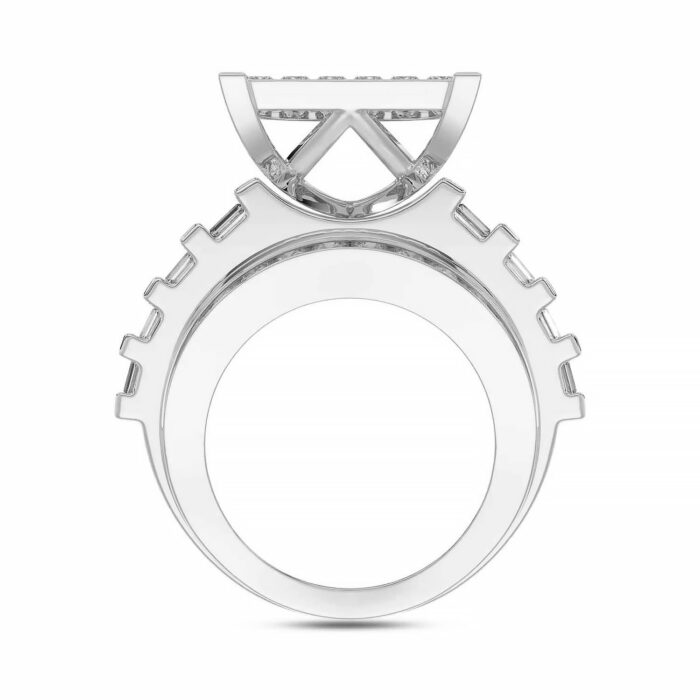LADIES RING 4.00CT ROUND/PRINCESS/BAGUETTE DIAMOND 10K WHITE GOLD - Image 2