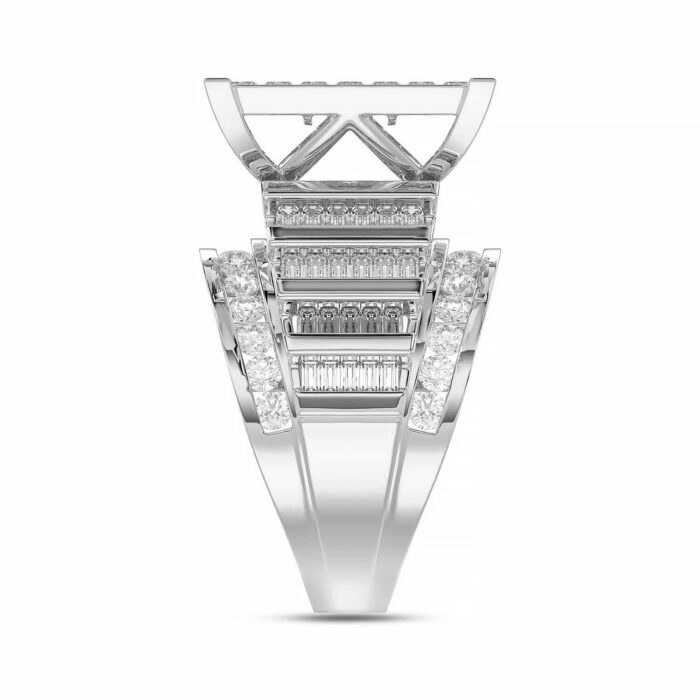 LADIES RING 4.00CT ROUND/PRINCESS/BAGUETTE DIAMOND 10K WHITE GOLD - Image 3