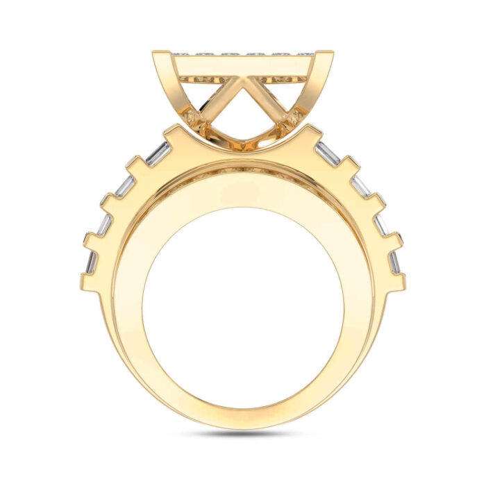 LADIES RING 4.00CT ROUND/PRINCESS/BAGUETTE DIAMOND 10K YELLOW GOLD - Image 2