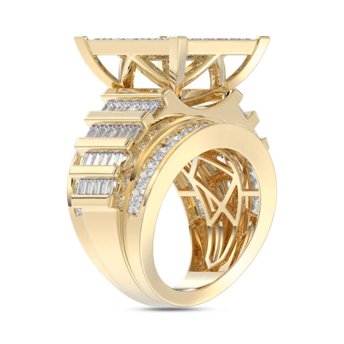 LADIES RING 4.00CT ROUND/PRINCESS/BAGUETTE DIAMOND 10K YELLOW GOLD - Image 4