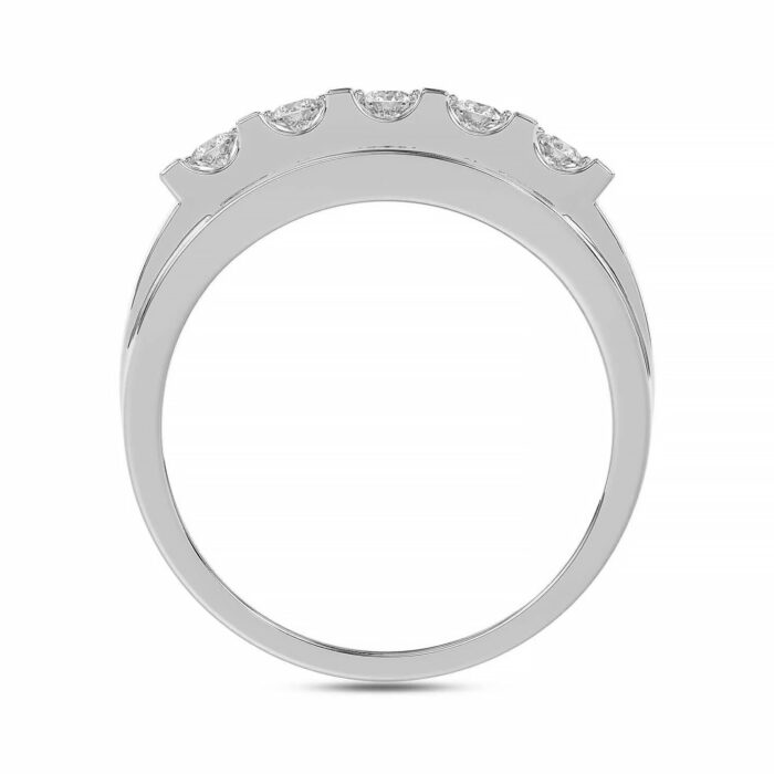 MEN'S BAND 1.50CT ROUND DIAMOND 10K WHITE GOLD - Image 2