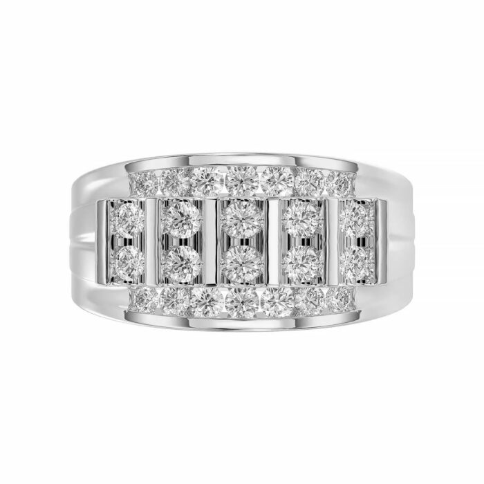 MEN'S BAND 1.50CT ROUND DIAMOND 10K WHITE GOLD - Image 5