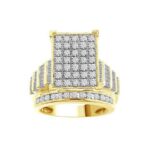 LADIES RING 2.00CT ROUND/BAGUETTE DIAMOND 10K YELLOW GOLD