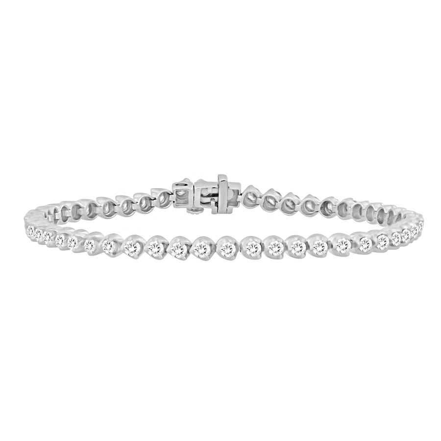 LADIES BRACELET 3.00CT ROUND DIAMOND 14K WHITE GOLD 1 LADIES BRACELET 3.00CT ROUND DIAMOND 14K WHITE GOLD - Image 1