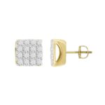 LADIES EARRING 0.75CT ROUND DIAMOND 10K YELLOW GOLD