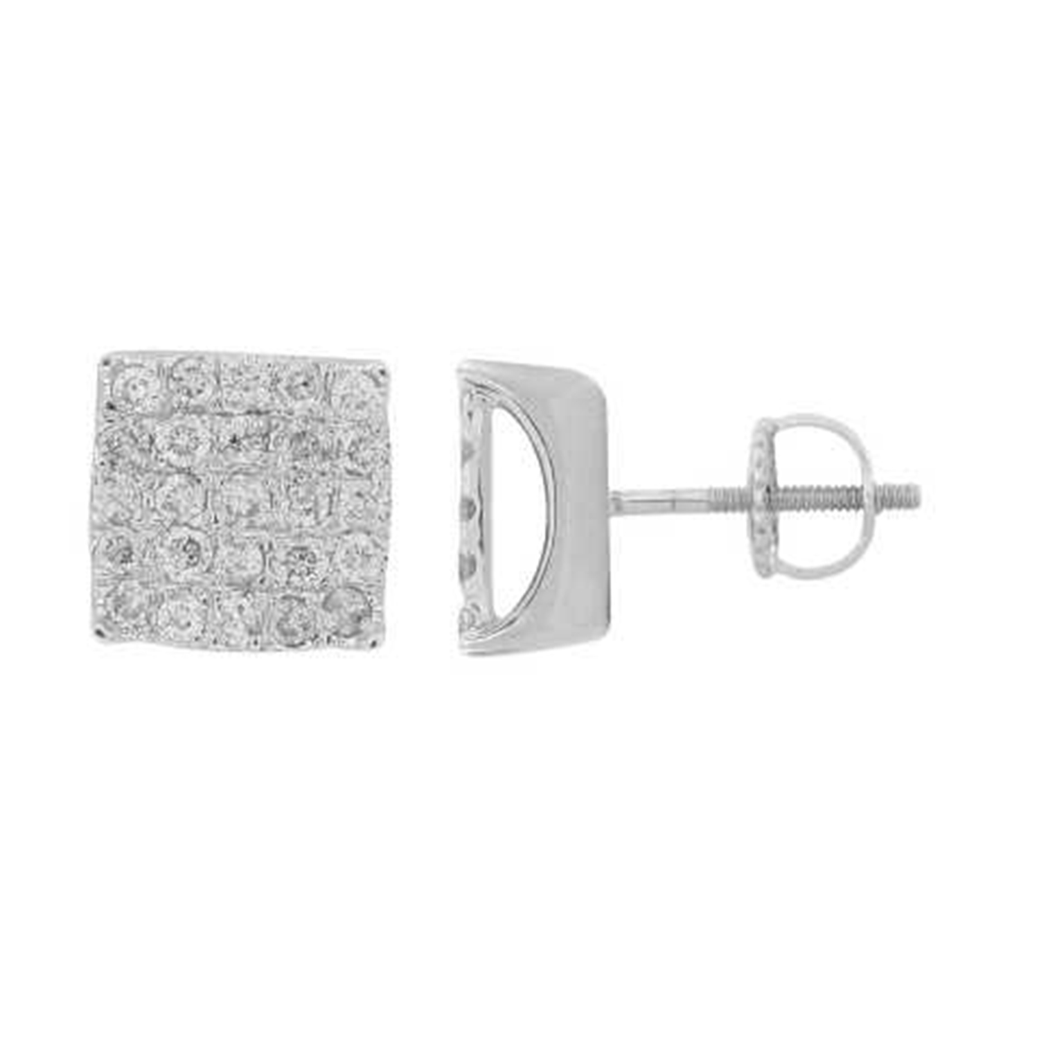 LADIES STUD EARRINGS 1.00CT ROUND DIAMOND 10K WHITE GOLD 1 LADIES STUD EARRINGS 1.00CT ROUND DIAMOND 10K WHITE GOLD - Image 1