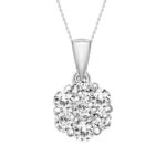 LADIES PENDANT WITH CHAIN 0.15CT ROUND DIAMOND 14K WHITE GOLD (SI QUALITY)