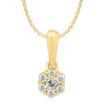 LADIES PENDANT WITH CHAIN 0.15CT ROUND DIAMOND 14K YELLOW GOLD