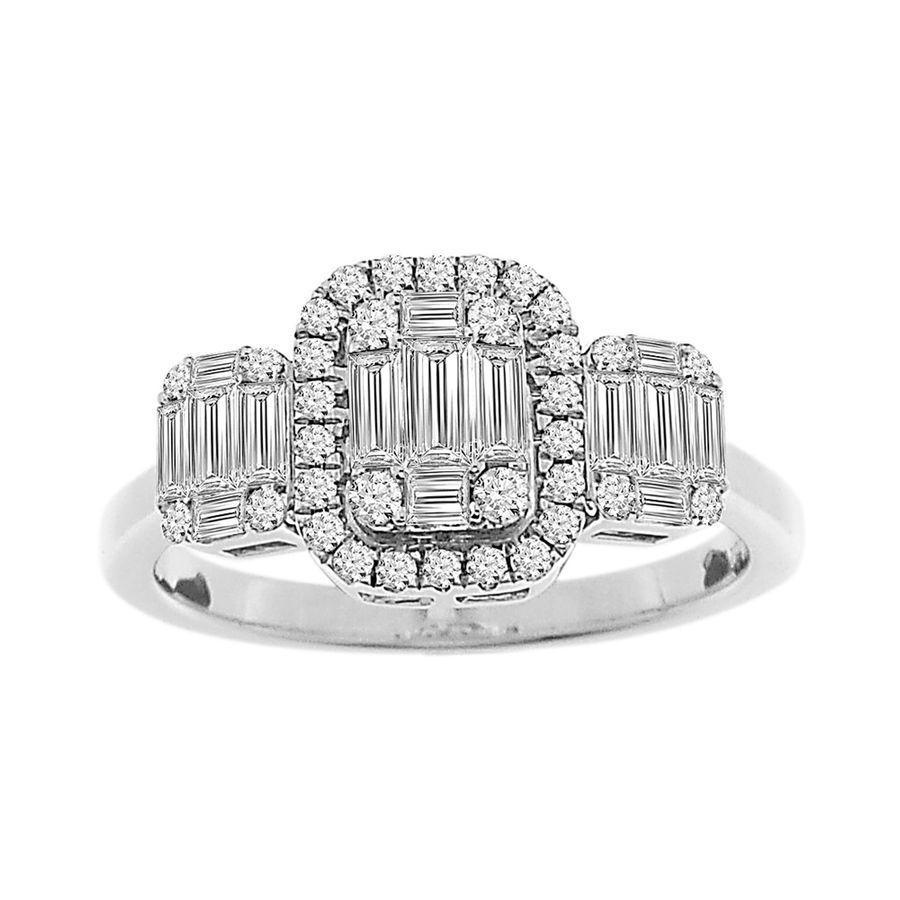 LADIES RING 0.65CT ROUND/BAGUETTE DIAMOND 14K WHITE GOLD 1 LADIES RING 0.65CT ROUND/BAGUETTE DIAMOND 14K WHITE GOLD - Image 1