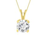 SOLITAIRE LADIES PENDANT 0.33CT ROUND DIAMOND 14K YELLOW GOLD