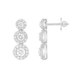 LADIES EARRINGS 3 3/4CT ROUND DIAMOND 14K WHITE GOLD (CENTER STONE ROUND DIAMOND 1 1/3C T ) - Image 2