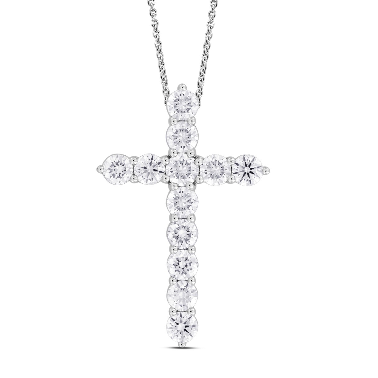 LADIES CROSS PENDANT WITH CHAIN 3CT ROUND DIAMOND 14K WHITE GOLD 1 LADIES CROSS PENDANT WITH CHAIN 3CT ROUND DIAMOND 14K WHITE GOLD - Image 1