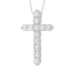 LADIES CROSS PENDANT WITH CHAIN 3CT ROUND DIAMOND 14K WHITE GOLD - Image 3