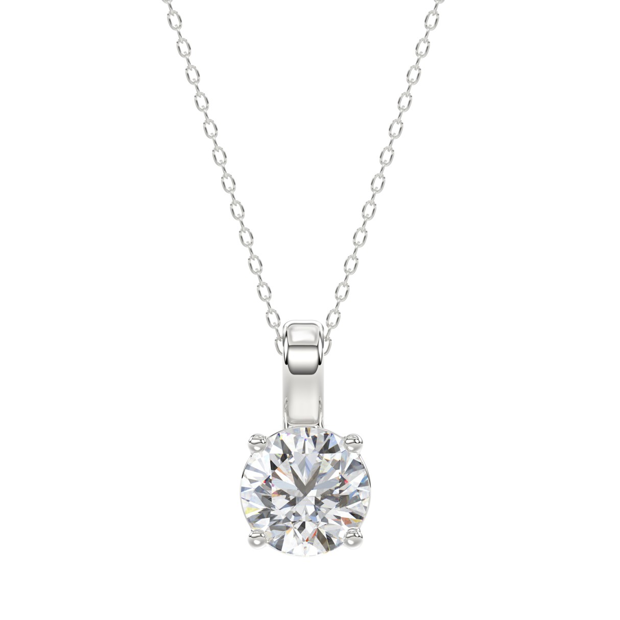 LADIES SOLITAIRE PENDANT WITH CHAIN 1 1/2CT ROUND DIAMOND 14K WHITE GOLD 1 LADIES SOLITAIRE PENDANT WITH CHAIN 1 1/2CT ROUND DIAMOND 14K WHITE GOLD - Image 1