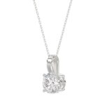 LADIES SOLITAIRE PENDANT WITH CHAIN 1 1/2CT ROUND DIAMOND 14K WHITE GOLD - Image 3