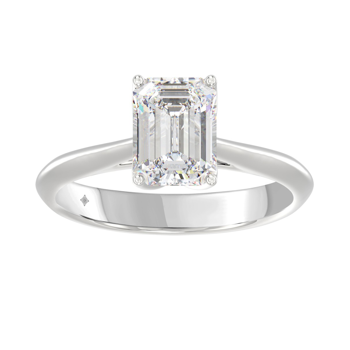LADIES SOLITAIRE RING 2CT EMERALD DIAMOND 14K WHITE GOLD 1 LADIES SOLITAIRE RING 2CT EMERALD DIAMOND 14K WHITE GOLD - Image 1