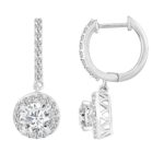 LADIES EARRINGS 2 1/2CT ROUND DIAMOND 14K WHITE GOLD (CENTER STONE ROUND DIAMOND 2CT ) - Image 3