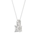 LADIES SOLITAIRE PENDANT WITH CHAIN 2CT PRINCESS DIAMOND 14K WHITE GOLD - Image 3